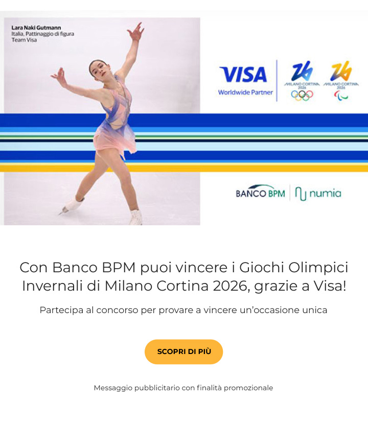 Con Webank puoi vincere i Giochi Olimpici Invernali di Milano Cortina 2026, grazie a Visa! Partecipa al concorso per provare a vincere un'occasione unica.